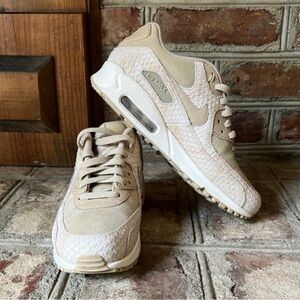 Nike Air Max 90 SE "Mushroom" Snakeskin Python Sneakers - Women's 8.5